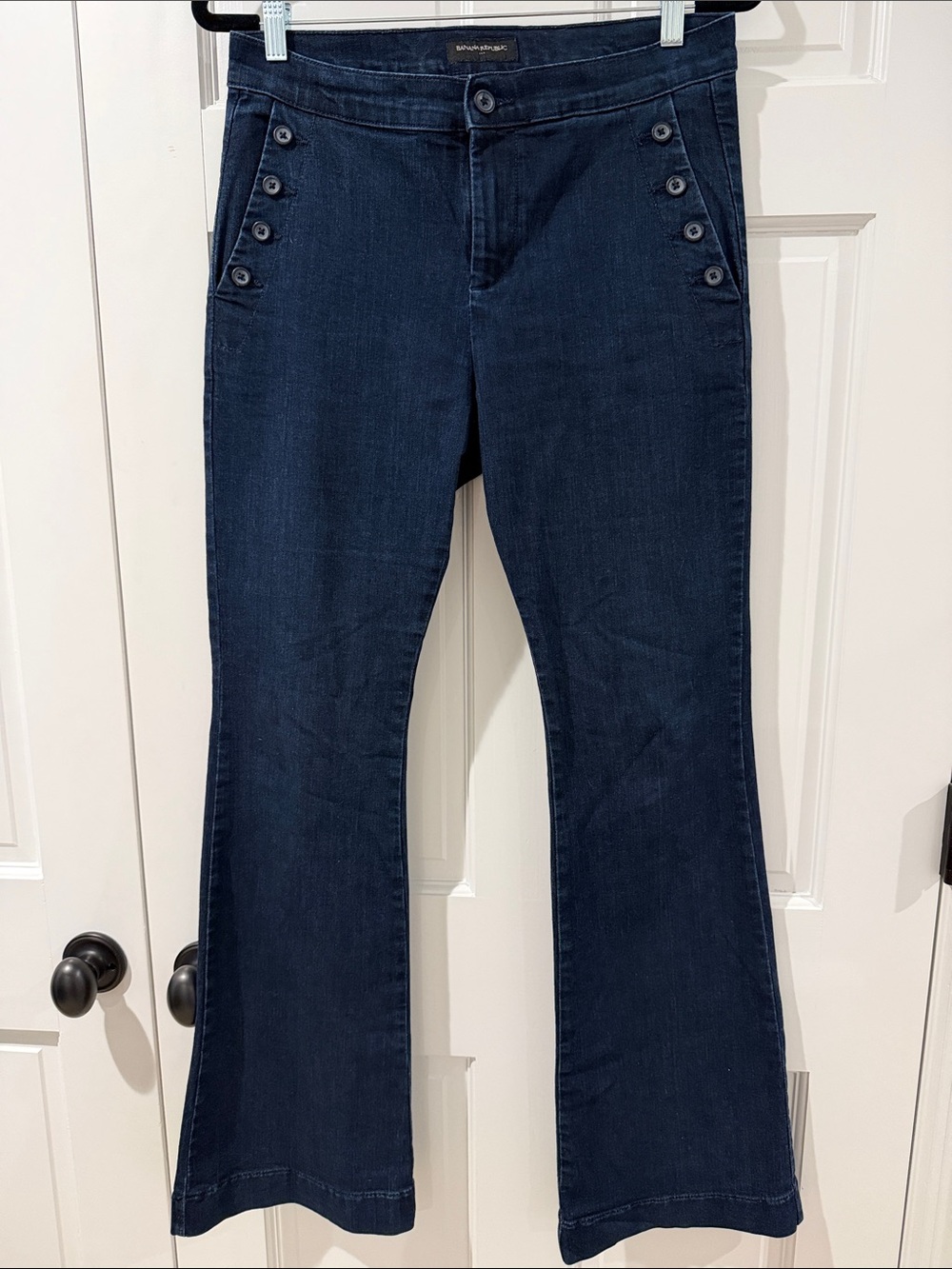 Banana Republic Dark Denim Trouser Jeans with Side Button Trim